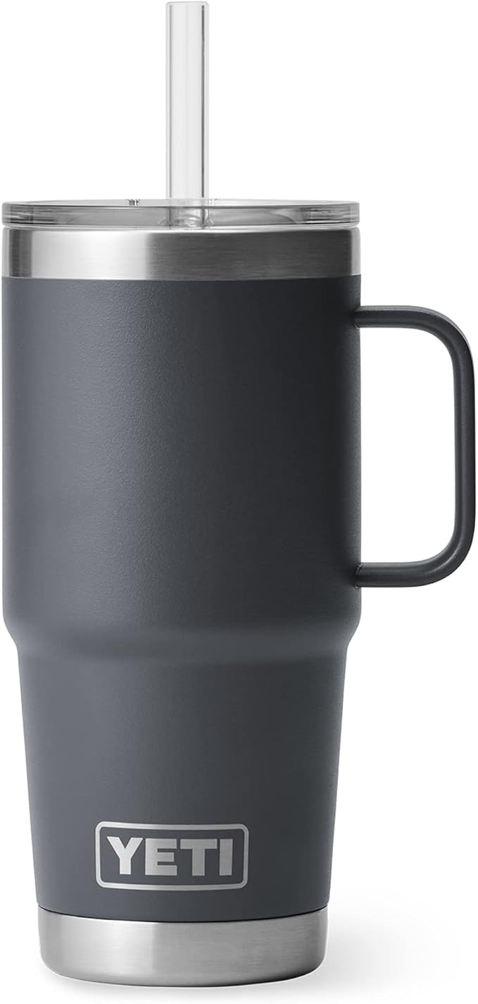 YETI Rambler 25 oz Tumbler with Handle and Straw Lid, Travel Mug Water Tumbler, Vacuum Insulated Cup with Handle, Stainless Steel, Charcoal - Image 7