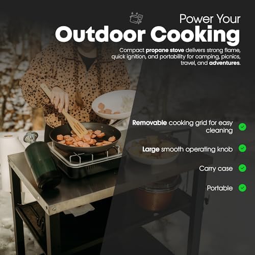 GasOne Single Propane Burner Camp Stove – 10,000BTU Portable Stove Propane Grill in Midnight Blue with Removable Cooking Grid – Large Easy to Use Knob – Carry Case Included - Image 5