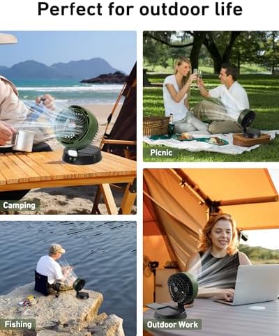 10400mAh Solar Camping Fan with LED Lantern, Rechargeable Portable Fan with 5W Solar Panel, Battery Operated Personal Fan for Outside Picnic, Fishing, Outdoor Tent Fan for Camping Essentials - Image 5