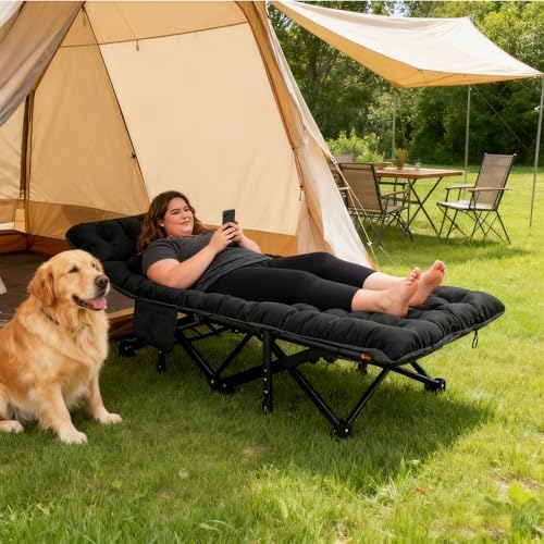 DoCred Oversized XXL Folding Camping Cot with Mattress, 2 Pack 32" Wide Cot - Image 2