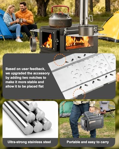 Camping Wood Stove，Wood Burning Tent Stove，Portable Hot Tent Stove for Camping, Hunting, Ice Fishing，Cooking，Shelter - Image 5