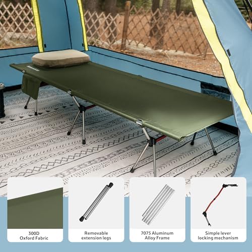 Naturehike ArmyWild Folding Camping Cot, Height Adjustable Ultralight Backpacking Cot, Portable Camping Bed for Camping Hiking Travel Home - Image 5