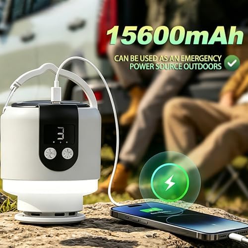 18“ Camping Ceiling Fan with Light & Remote, 15600mAh Battery Operated Tent Fan,Rechargeable Battery Powered Fan,Hangable Camping Fan,Camping Essential - Image 6