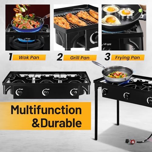 Outdoor Camping Stove, 225000 BTU 3 Burners - Image 5