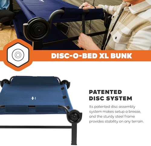 Disc-O-Bed Extra Large Portable Bunk Camping Cots with Carry Bags - Heavy-Duty Indoor or Outdoor Sleeping System, Converts to Bench or Separate Beds, 500 lb Weight Capacity Per Cot, Navy - Image 3