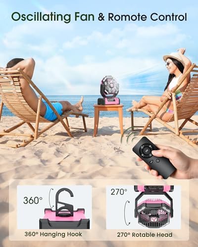 Portable Camping Fan with LED Lantern, 20000mAh Personal Rechargeable Fan - Image 6