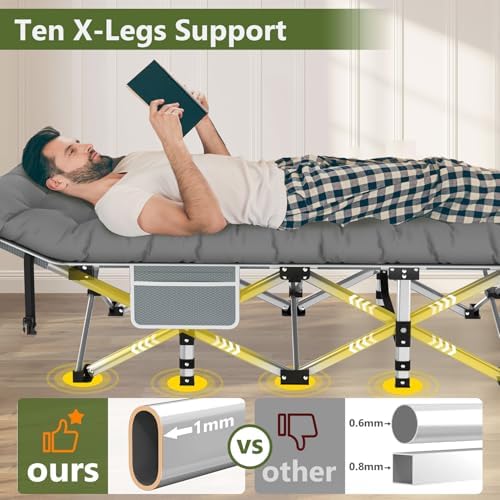 Slendor Folding Camping Cot for Adults, Portable Sleeping Cot 500lbs - Image 4