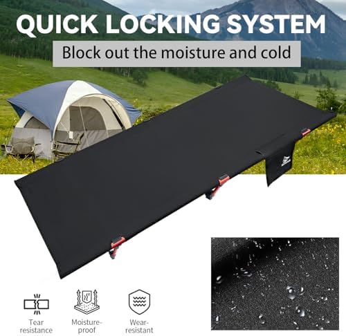 Sutekus Portable Camping Cot, Ultralight & Easy to Set Up, for Outdoor Hiking Travel Beach Mountaineering (Black) - Image 4