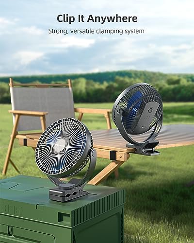 Koonie 8" Clip on Fan, 10000mAh Rechargeable Battery, Strong Airflow, Blue - Image 6