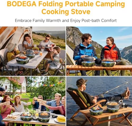 BODEGA 2 Burner Camping Stove,20000 BTU Foldable Propane Camp Stove with Pressure Adjustable Burners,Wind-Resistant Dual Gas Stoves with Portable Handle&Bag&GrillPan for Camping,BBQ,RV,Tailgating - Image 6