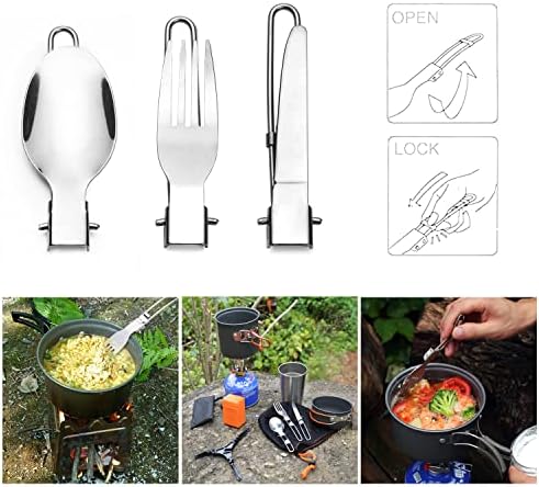 Odoland Camping Cookware Stove Set with 1.2L/0.6L Pots and Protable Stove - Image 5
