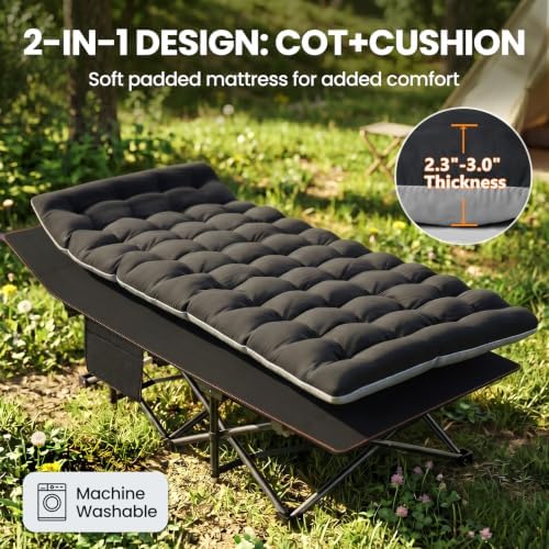 DoCred Folding Camping Cot with Mattress, Heavy Duty Folding Cot - Image 6
