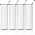 PYD Life Sublimation Blanks Tumbler Skinny 30 OZ Straight Stainless Steel Coffee Cups Mugs with Lid and Metal Straw for Tumbler Press Machine Heat Transfer 4 Pack by PYDLife