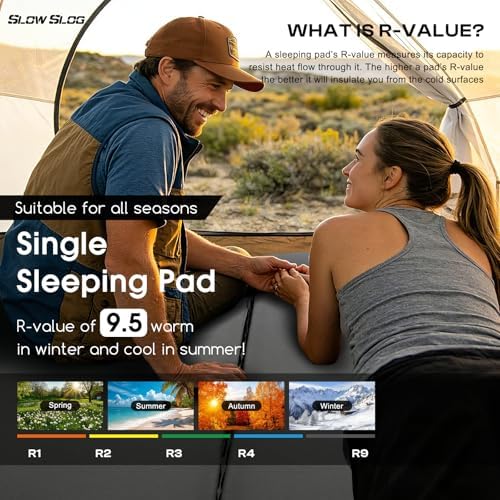 Self-Inflating Foam Camping Mattress with Built-in Pillow, 8cm Thick, Gray - Image 5