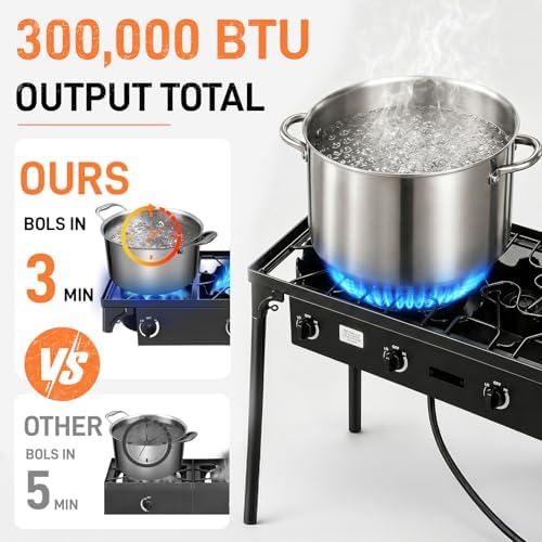Outvita 4 Burner Propane Gas Stove for Outdoor Cooking, 300,000 BTU - Image 5