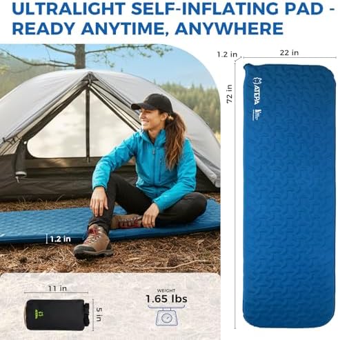 ATEPA Self Inflating Sleeping Pad for Backpacking, 2.3 R-Value - Image 3