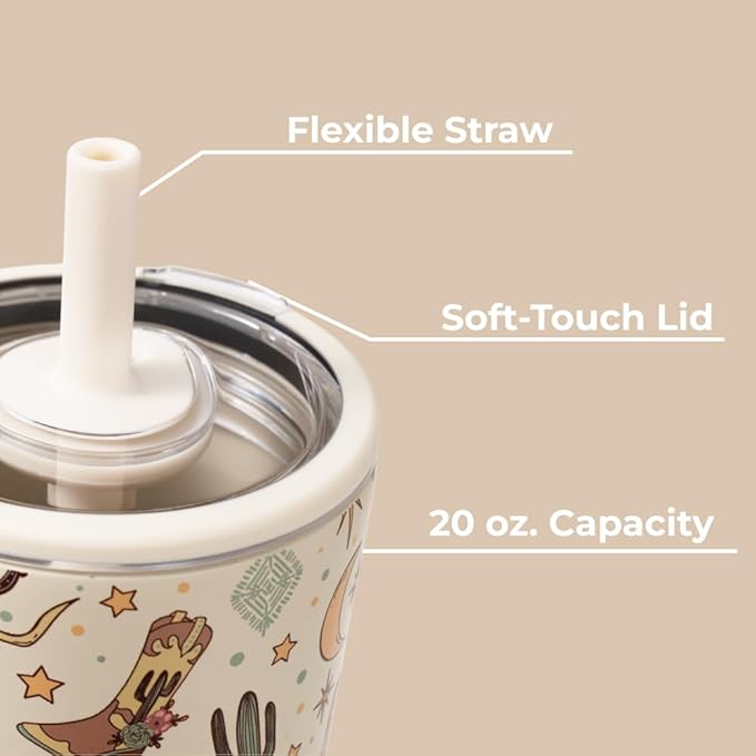HydroJug Everyday Tumbler 20 oz – Ceramic-Lined Insulated Tumbler with Straw and Soft-Touch Lid, Cup Holder Friendly, Double-Wall Vacuum Insulation, Reusable Travel Cup – Rodeo - Image 4