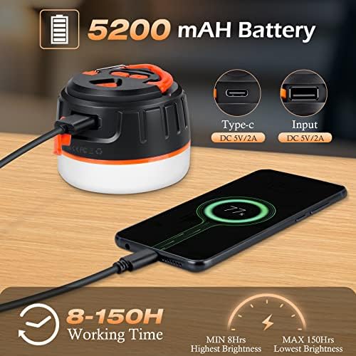 Sinvitron LED Camping Lantern Rechargeable with Remote Control - 1000LM 150H Runtime Tent Light, 5200mAh Water-Resistant Emergency Light for Hurricane Power Outages, Hiking Home - Image 3