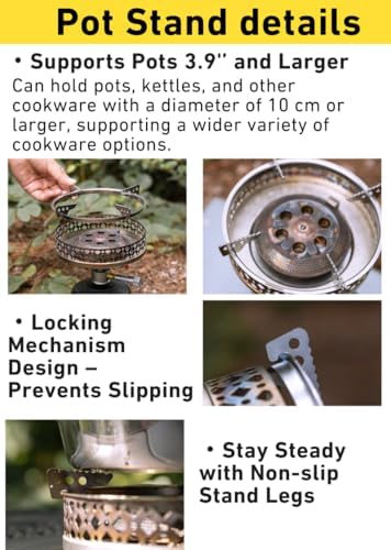 CAMPINGMOON Canister Top Stove 4200W Isobutane Pot Stand OD-4/OD-4-ST (Stove Set + Canister Stand) - Image 5