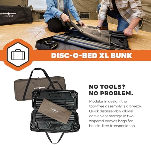 Disc-O-Bed Extra Large Portable Bunk Camping Cots with Carry Bags, Tan - Image 5