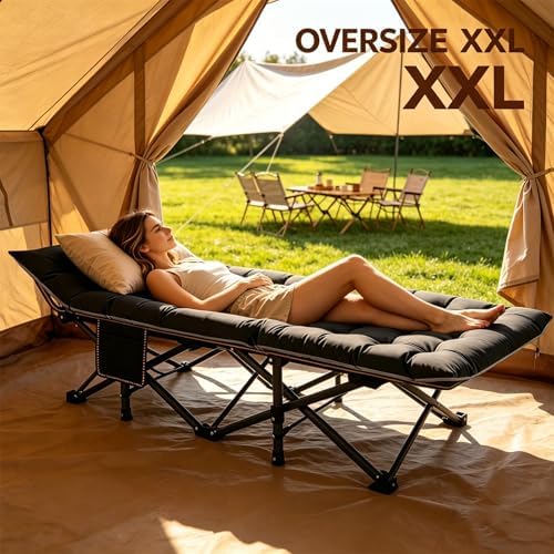 LILYPELLE Oversized XXL Folding Camping Cot, 32" Heavy Duty Sleeping Cots - Image 2