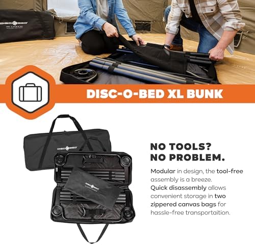 Disc-O-Bed Extra Large Portable Bunk Camping Cots with Carry Bags, Black - Image 5