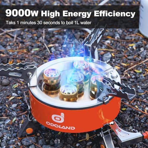 Odoland 9000W Portable Camping Stove Lightweight Camp Stove Collapsible Backpacking Stove with EVA Box for Outdoor Camping Cooking Hiking and Picnic - Image 2