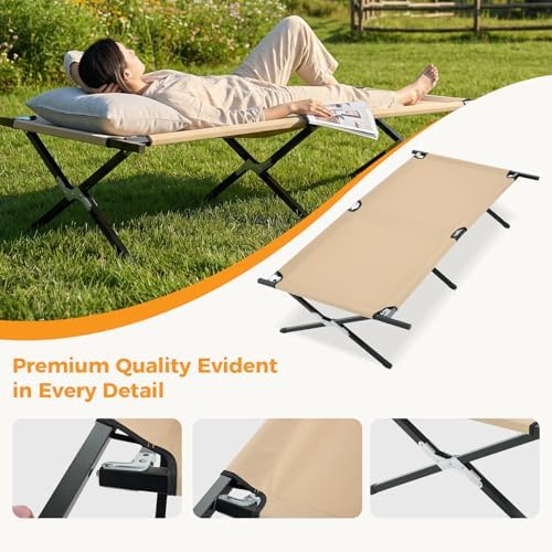 OLIXIS Camping Cot, Folding Cot, Guest Bed 73x35.8x17.7IN - Image 2