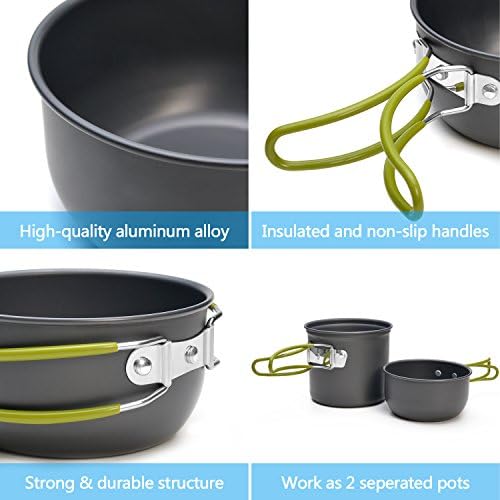 Odoland Camping Cookware Stove Set with 1.2L/0.6L Pots and Protable Stove - Image 4