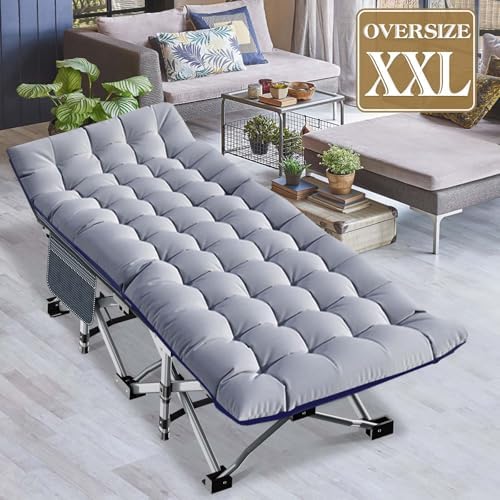 DoCred Oversized XXL Folding Camping Cot with Mattress, 2 Pack 32" Wide Cot - Image 4