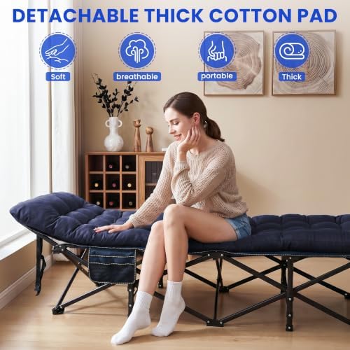 Camping Cot for Adults, Blue, 28" Extra Wide - Image 5