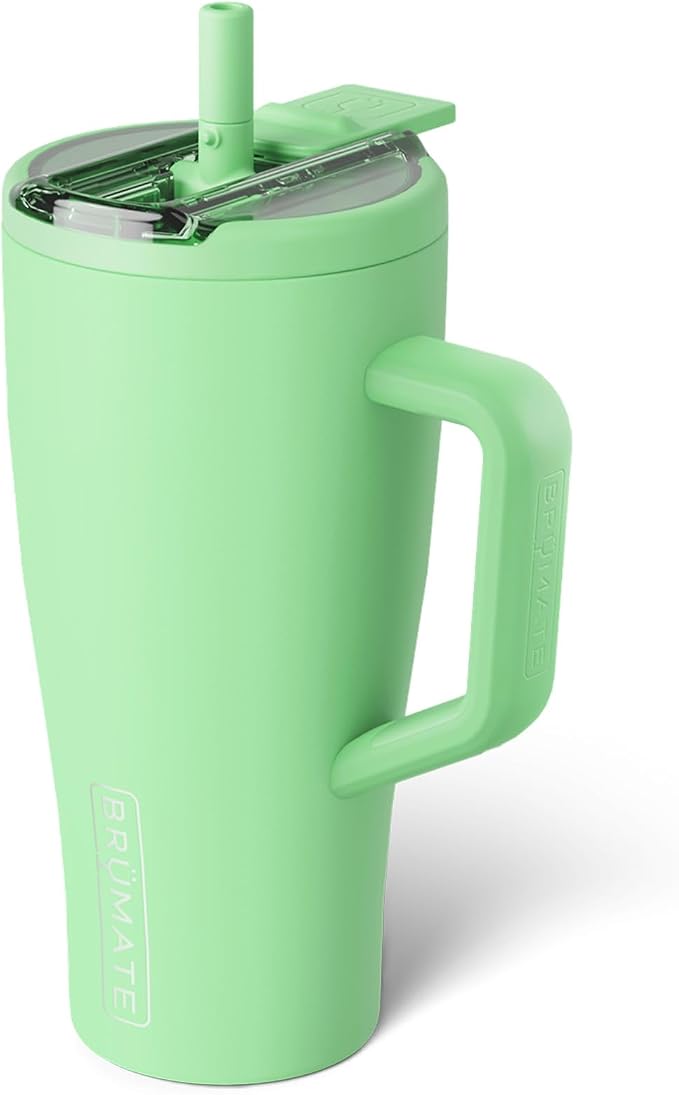 BrüMate Era Flip 30oz Tumbler with 100% Leakproof Covered Straw Lid | Hygienic Covered Straw | Insulated Stainless Steel Water Bottle with Handle | Cup Holder Friendly | BPA-Free (Kiwi) by Br%C3%BCMate