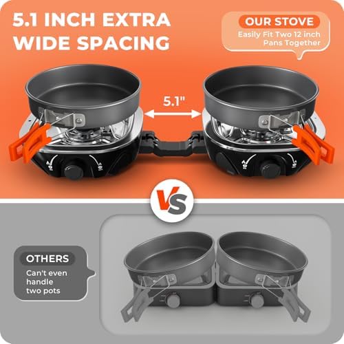 20000 BTU Propane Camping Stove with Cookware Set & Carry Bag Black - Image 2