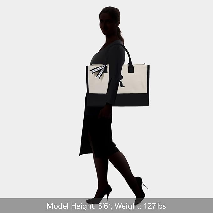 TOPDesign Embroidery Initial Canvas Tote Bag, Personalized Present Bag - Image 6