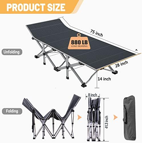 DoCred Folding Camping Cot with Mattress, 2 Pack Heavy Duty Folding Cot - Image 4