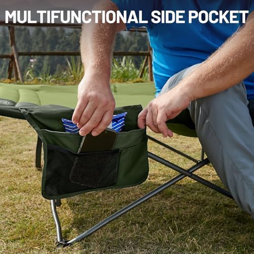 Timber Ridge 31.8" W Extra Wide Heavy Duty Camping Cot for Adult, Easy Set Up Oversized Sleeping Cot with Carry Bag for Camping, Travel and Outdoors, Support up to 450lbs, Green - Image 4