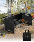 Aluminum Camping Stove Windscreen,Lightweight Foldable Outdoor Wind Blocker Gas Stove Windshield Wind Screen with Storage Bag for Camping,Glamping,Hiking,Picnic,Backpacking,Cooking,Fishing by AwnPror