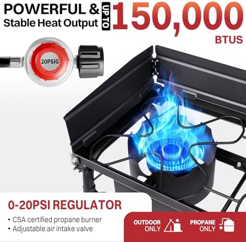 2 Burner Propane Camp Stove | 150,000 BTU | High Pressure Gas Burners - Image 2