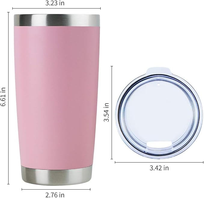 DOMICARE 20oz Stainless Steel Tumbler Bulk with Lid, Double Wall Vacuum Insulated Travel Mug, Powder Coated Coffee Cup,Pink, 12 Pack - Image 5