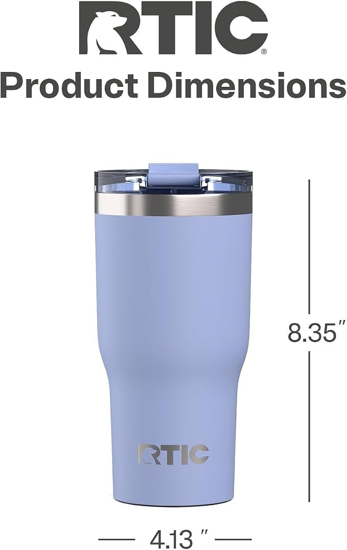 RTIC 30oz Essential Tumbler with Lid, Ceramic Lined, Insulated, Stainless Steel, Metal, Double Wall Vacuum-Insulation, Travel Cup for Iced Coffee, Tea, Hot and Cold Drink, Periwinkle - Image 4
