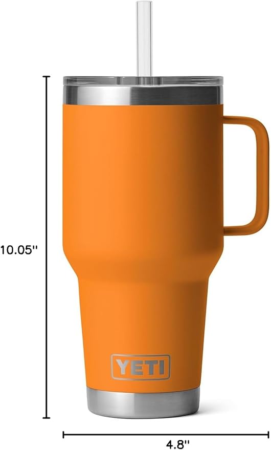 YETI Rambler 35 oz Tumbler with Handle and Straw Lid, Travel Mug Water Tumbler, Vacuum Insulated Cup with Handle, Stainless Steel, King Crab - Image 9