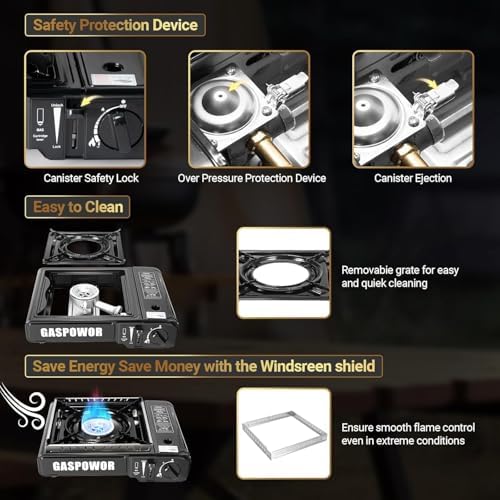 Propane or Butane Stove, Dual Fuel Propane Stove for Camping, 10,000 BTU Automatic Ignition Portable Gas Stove with Carrying Case & Windblocker & Griddle for Hiking(Fuel Not Included) - Image 5