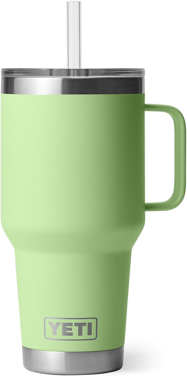 YETI Rambler 35 oz Tumbler with Handle and Straw Lid, Travel Mug Water Tumbler, Vacuum Insulated Cup with Handle, Stainless Steel, Key Lime - Image 7