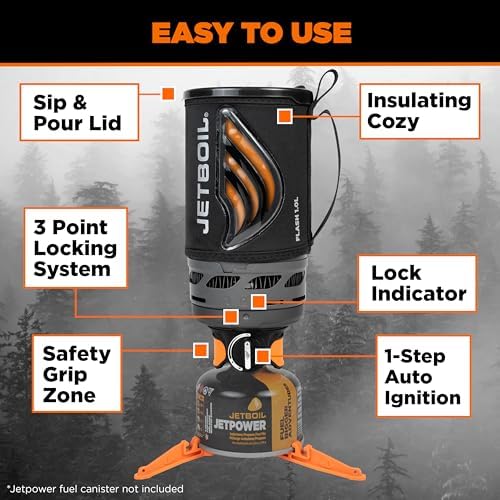 Jetboil Flash Portable Fast Boil Stove for Camping and Backpacking with 1-Step Auto Ignition, Propane/Isobutane Burner with Cooking Cup - Image 5