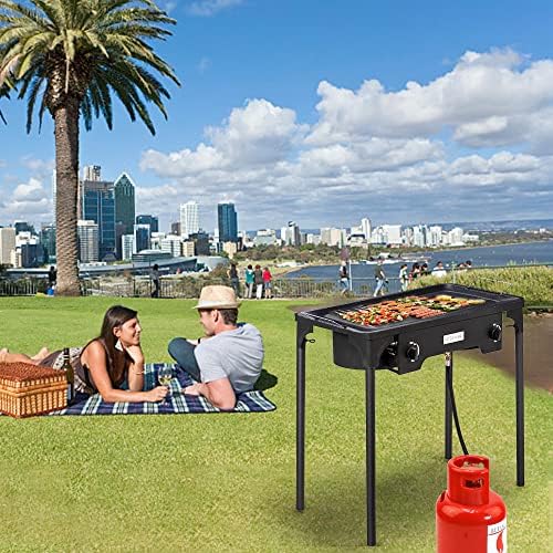 ROVSUN 2 Burner Outdoor Propane Gas Stove with Regulator, High Pressure 150,000 BTU Stand Cooker for Backyard Cooking Camping Home Brewing Canning Turkey Frying - Image 2