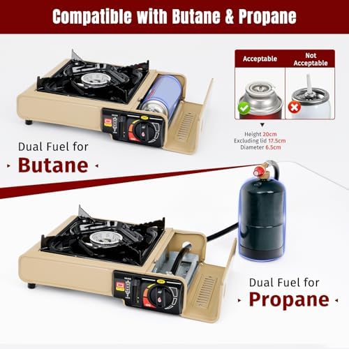 SHINESTAR 7800 BTUs Portable Butane or Propane Camping Stove, Wind Guard - Image 3