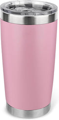20oz Stainless Steel Tumbler with Lid, Travel Mug - Double Wall Vacuum Powder Coated Cup - Light Pink, 1 Pack by Unknown
