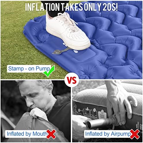MOXILS Sleeping Pad, Ultralight Inflatable Sleeping Pad for Camping, Built-in Pump, Ultimate for Camping, Hiking, Airpad, Carry Bag, Repair Kit, Compact & Lightweight Air Mattress(Blue) - Image 3