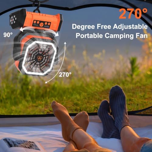 Honesorn 20000mAh Rechargeable Fan Portable 11-Inch, with LED Light Remote - Image 6
