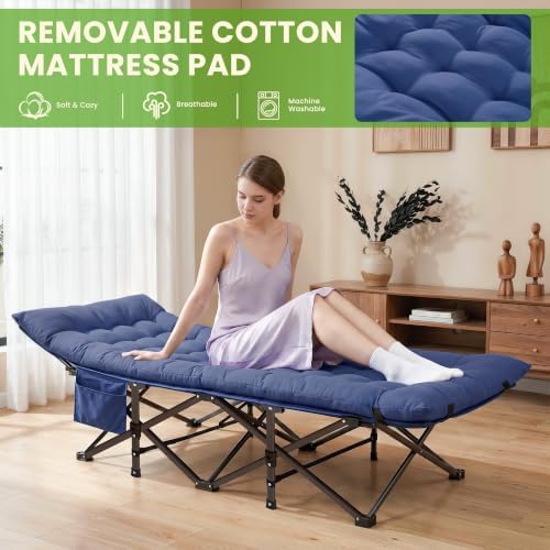 Camping Cot, Folding Camp Cot for Adults, Portable Outdoor Cot with Carry Bag & Mattress,Compact Bed for Travel,Guest,Home Office Nap - Image 5